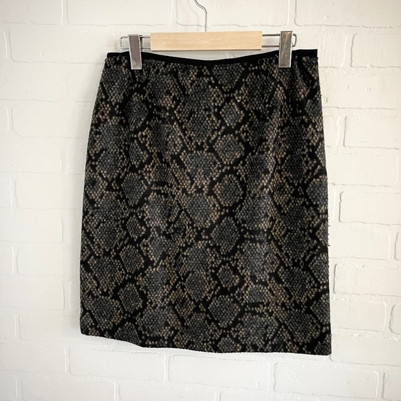Vintage Y2K Mini Pencil Skirt Snakeskin print Wool Black tan Mobwife Goth M - Picture 2 of 9